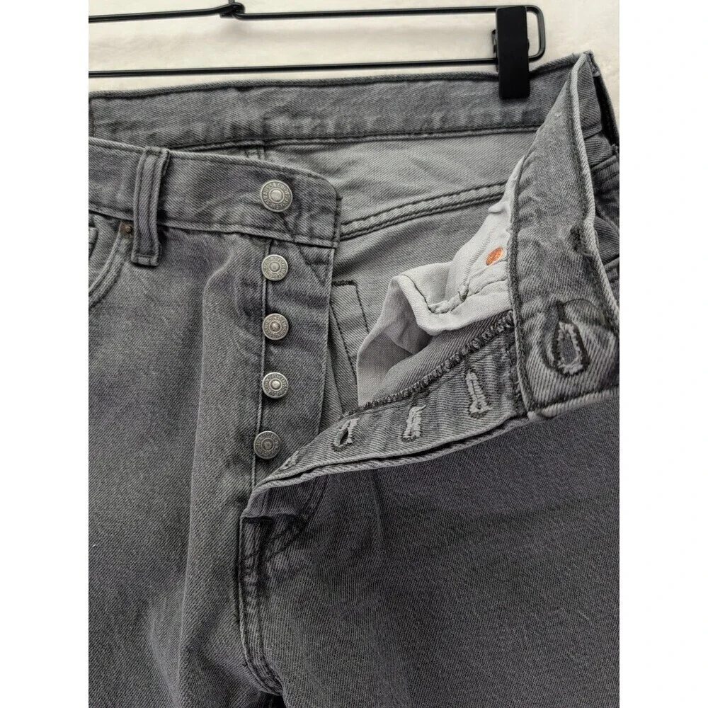 Levi's 501 Button Fly Red Tab Jeans Men's 31x30 Gray Wash Denim Cotton